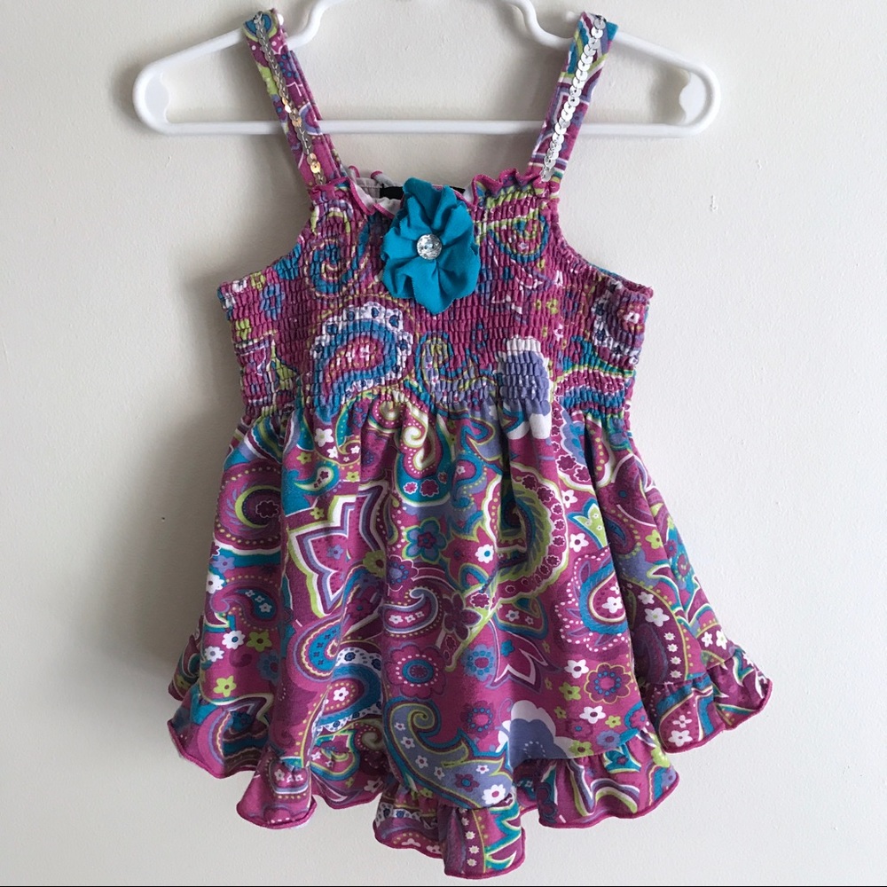 ABS Paisley Floral Tank Stretch Flowy Summer Dress